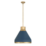 Drew Medium Pendant 19", Vintage Blue and Aged Brass