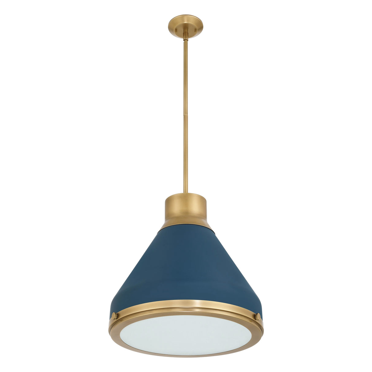 Drew Medium Pendant 19", Vintage Blue and Aged Brass