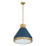 Drew Medium Pendant 19", Vintage Blue and Aged Brass