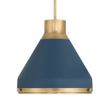 Drew Medium Pendant 19", Vintage Blue and Aged Brass