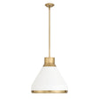 Drew Medium Pendant 19", Matte White and Aged Aged Brass