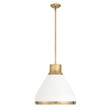 Drew Medium Pendant 19", Matte White and Aged Aged Brass