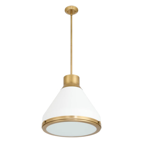 Drew Medium Pendant 19", Matte White and Aged Aged Brass