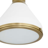 Drew Medium Pendant 19", Matte White and Aged Aged Brass