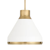 Drew Medium Pendant 19", Matte White and Aged Aged Brass