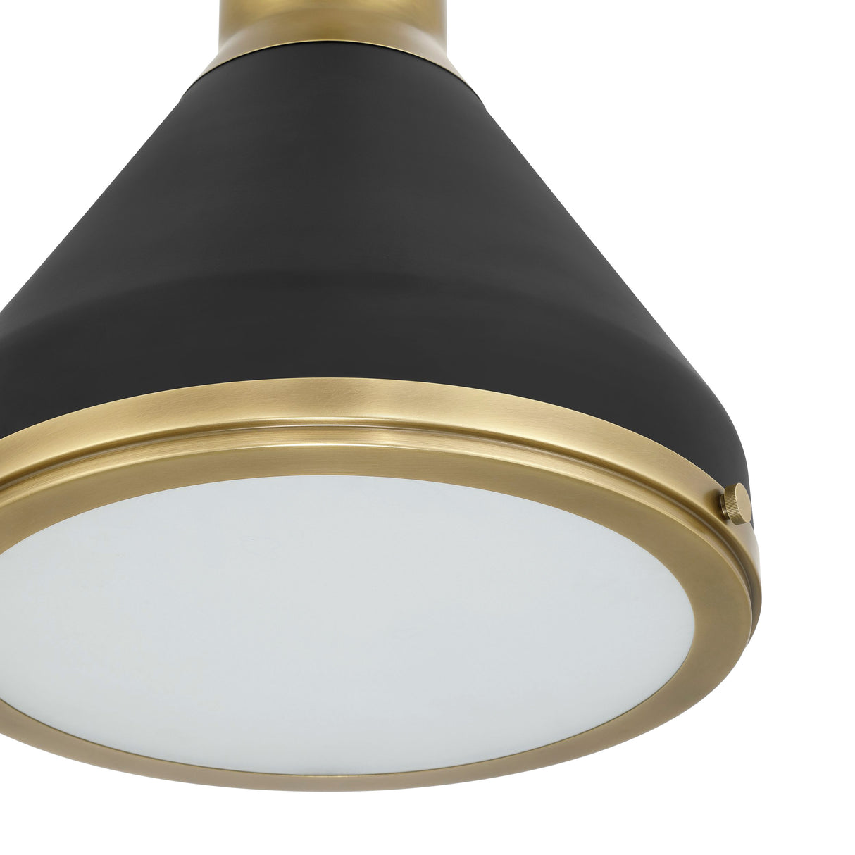 Drew Medium Pendant 19", Matte Black and Aged Brass