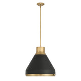 Drew Medium Pendant 19", Matte Black and Aged Brass
