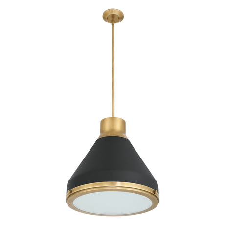 Drew Medium Pendant 19", Matte Black and Aged Brass