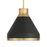 Drew Medium Pendant 19", Matte Black and Aged Brass