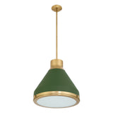 Drew Medium Pendant 19", Olive Green and Aged Brass