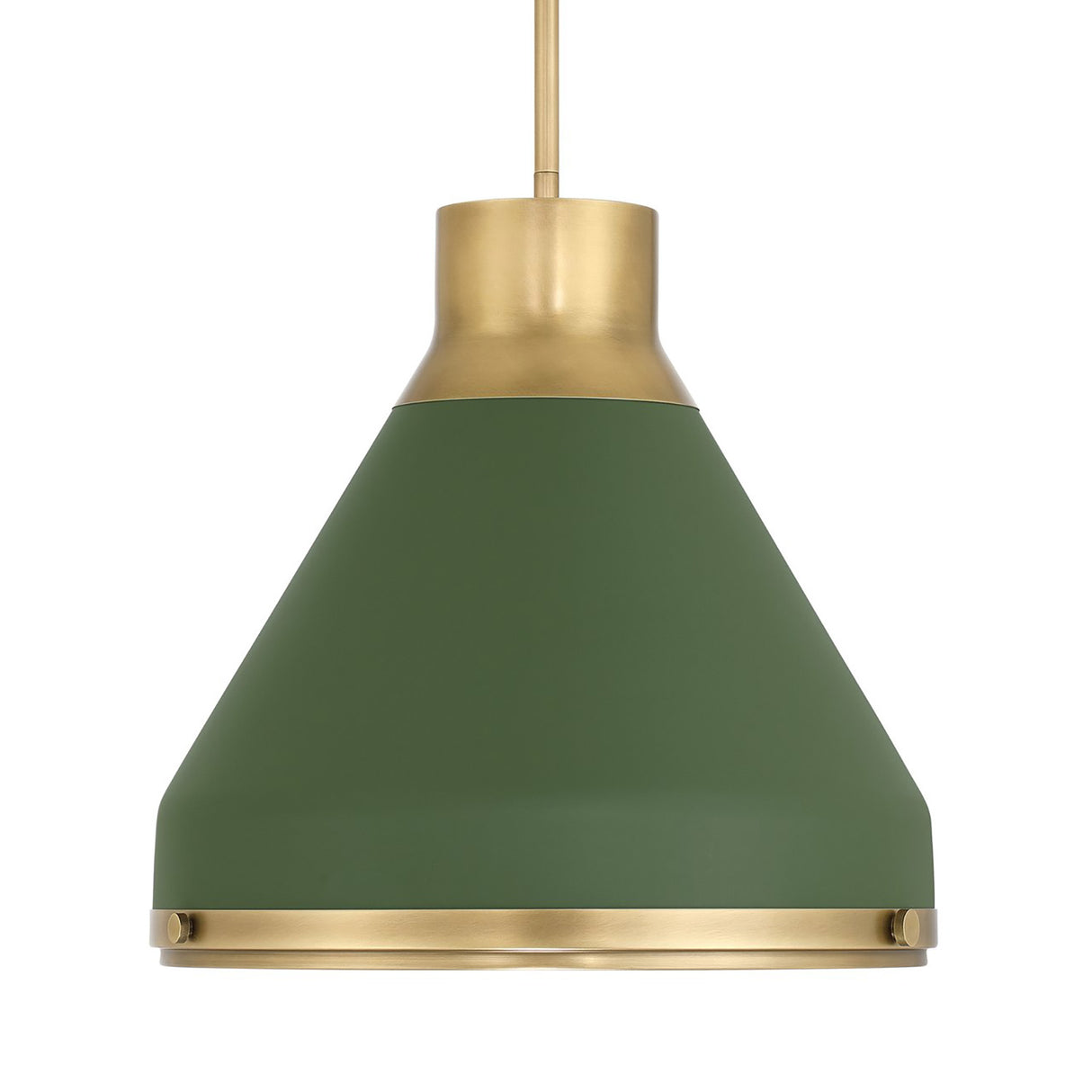 Drew Medium Pendant 19", Olive Green and Aged Brass