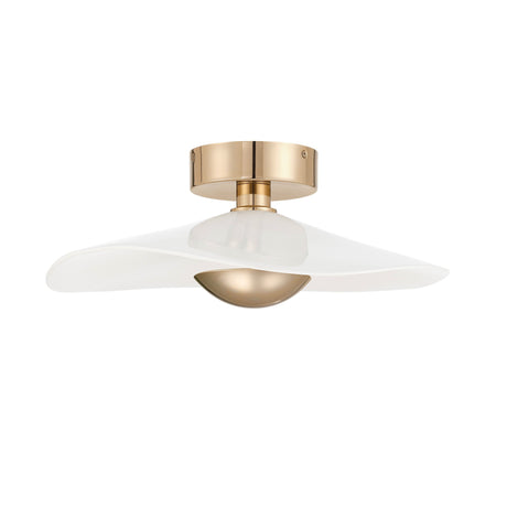 Celine Medium LED Pendant 18", Polished Brass and Glazed Ceramic