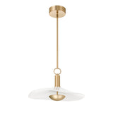 Celine Medium LED Pendant 18", Polished Brass and Glazed Ceramic