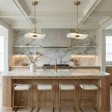 Celine Large LED Pendant 24", Polished Brass and Glazed Ceramic