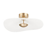 Celine Large LED Pendant 24", Polished Brass and Glazed Ceramic