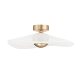 Celine Large LED Pendant 24", Polished Brass and Glazed Ceramic