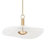 Celine Large LED Pendant 24", Polished Brass and Glazed Ceramic