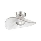 Celine Medium LED Pendant 18", Polished Nickel and Clear Ribbed Glass