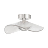 Celine Medium LED Pendant 18", Polished Nickel and Clear Ribbed Glass