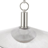 Celine Medium LED Pendant 18", Polished Nickel and Clear Ribbed Glass