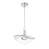 Celine Medium LED Pendant 18", Polished Nickel and Clear Ribbed Glass