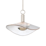 Celine Medium LED Pendant 18", Polished Nickel and Clear Ribbed Glass