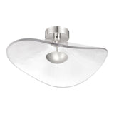 Celine Large LED Pendant 24", Polished Nickel and Clear Ribbed Glass