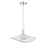 Celine Large LED Pendant 24", Polished Nickel and Clear Ribbed Glass