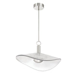 Celine Large LED Pendant 24", Polished Nickel and Clear Ribbed Glass