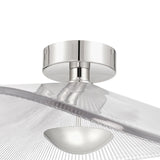 Celine Large LED Pendant 24", Polished Nickel and Clear Ribbed Glass