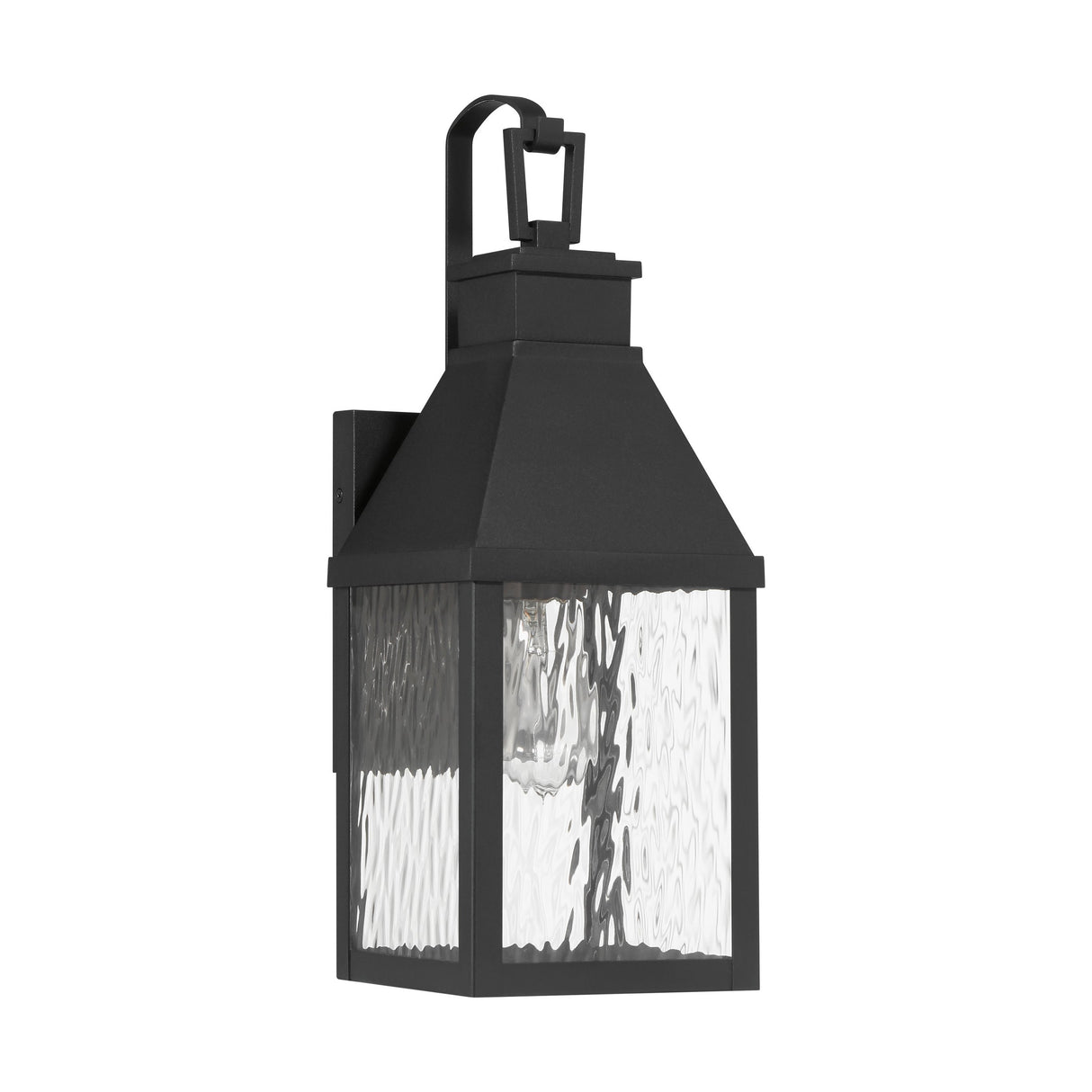 Westin Outdoor Wall Light, Medium 18", Black and Water Glass