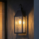 Westin Outdoor Wall Light, Large 23", Black and Water Glass