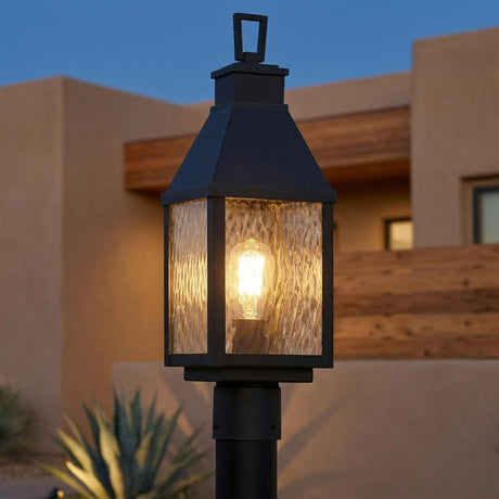 Westin Outdoor Post Light 20", Black and Water Glass