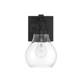 Naya Vanity Wall Sconce, Matte Black and Clear Glass