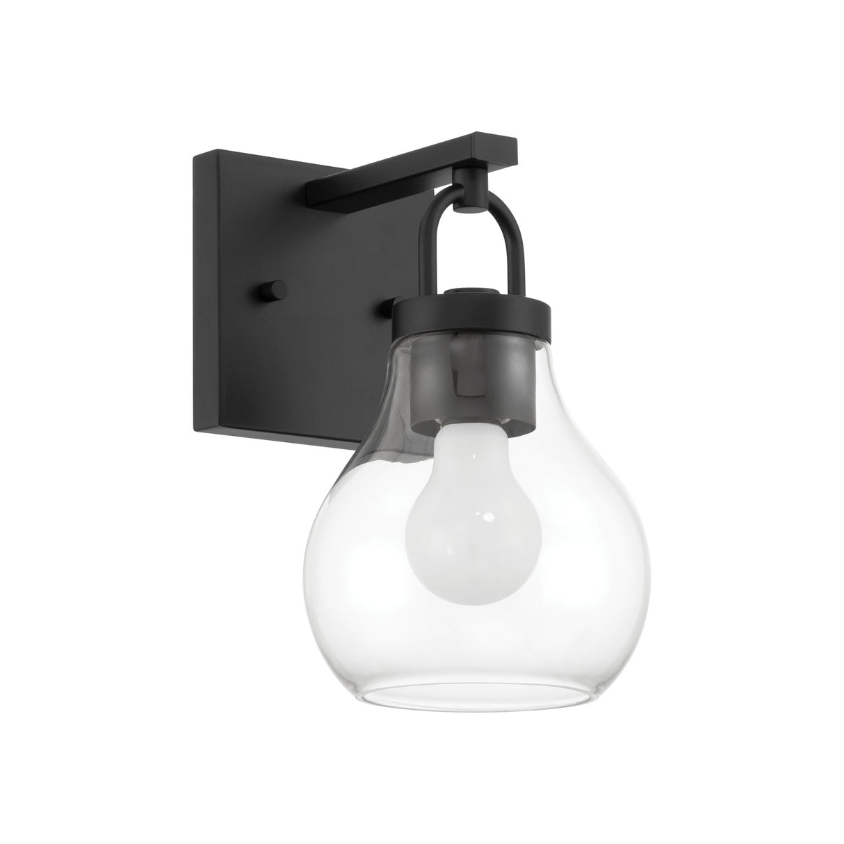 Naya Vanity Wall Sconce, Matte Black and Clear Glass