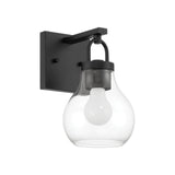 Naya Vanity Wall Sconce, Matte Black and Clear Glass
