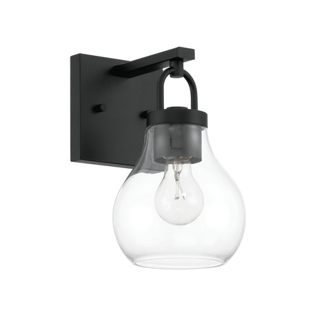 Naya Vanity Wall Sconce, Matte Black and Clear Glass