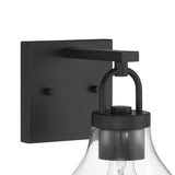 Naya Vanity Wall Sconce, Matte Black and Clear Glass