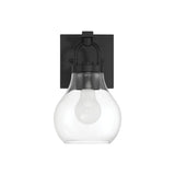 Naya Vanity Wall Sconce, Matte Black and Clear Glass