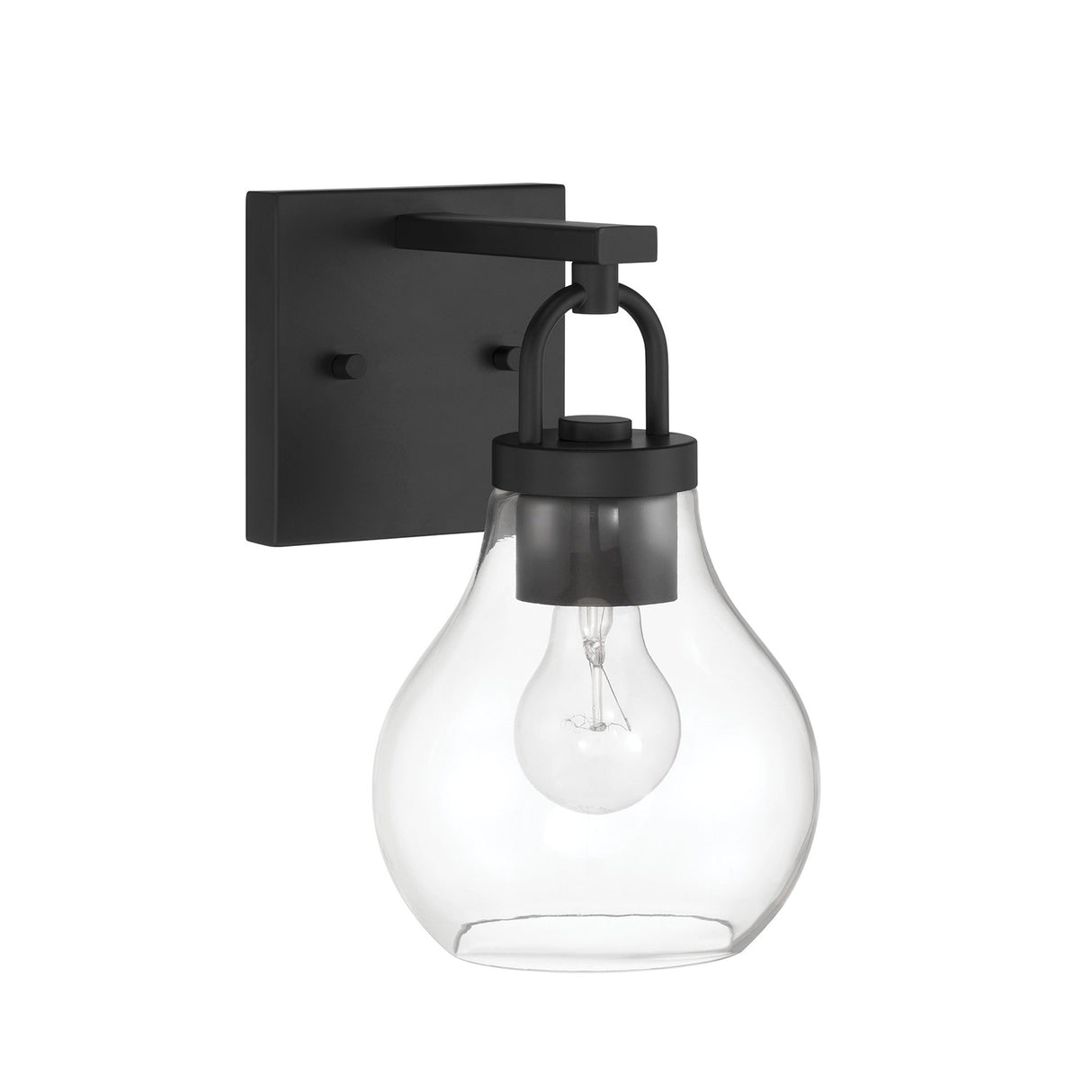 Naya Vanity Wall Sconce, Matte Black and Clear Glass