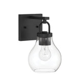 Naya Vanity Wall Sconce, Matte Black and Clear Glass