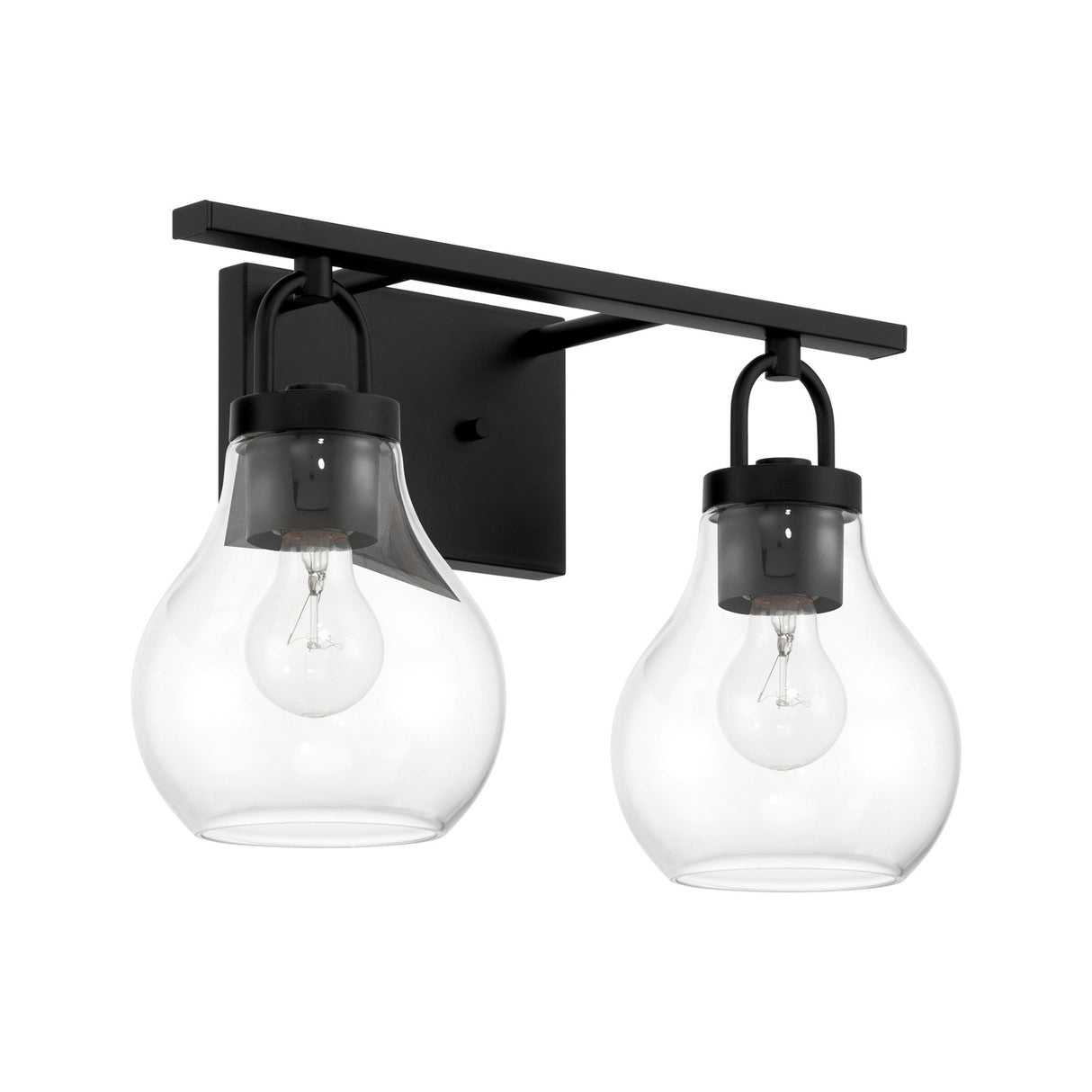 Naya 2 Light Vanity 16", Matte Black and Clear Glass