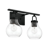 Naya 2 Light Vanity 16", Matte Black and Clear Glass
