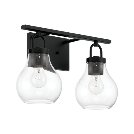 Naya 2 Light Vanity 16", Matte Black and Clear Glass
