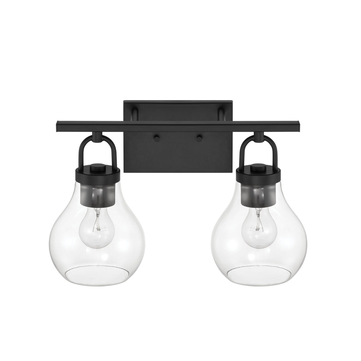 Naya 2 Light Vanity 16", Matte Black and Clear Glass