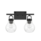 Naya 2 Light Vanity 16", Matte Black and Clear Glass