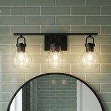 Naya 3 Light Vanity 24", Matte Black and Clear Glass
