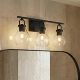 Naya 3 Light Vanity 24", Matte Black and Clear Glass