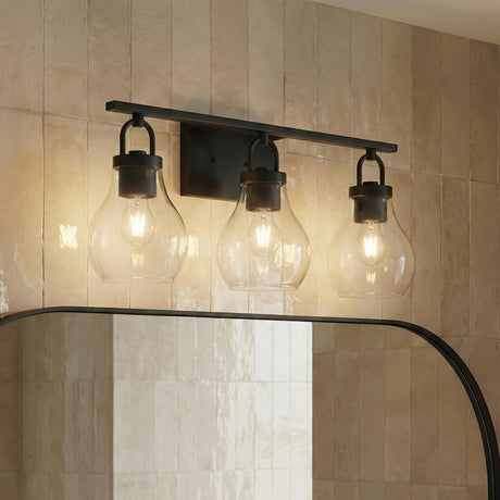 Naya 3 Light Vanity 24", Matte Black and Clear Glass