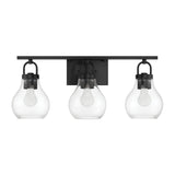 Naya 3 Light Vanity 24", Matte Black and Clear Glass